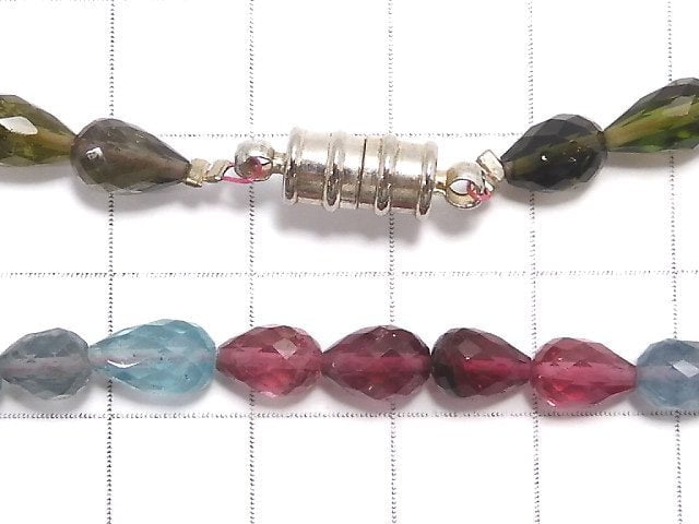 [Video] [One of a kind] Top Quality Multicolor Tourmaline AAAA Vertical Hole Faceted Drop Necklace NO.6