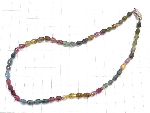 [Video] [One of a kind] Top Quality Multicolor Tourmaline AAAA Vertical Hole Faceted Drop Necklace NO.6