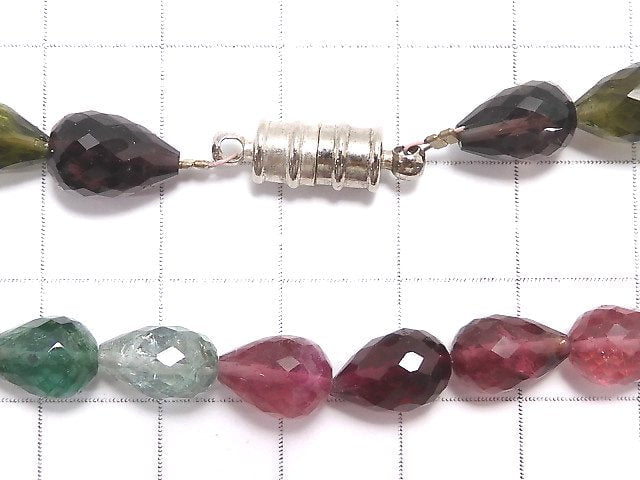 [Video] [One of a kind] Top Quality Multicolor Tourmaline AAAA Vertical Hole Faceted Drop Necklace NO.8