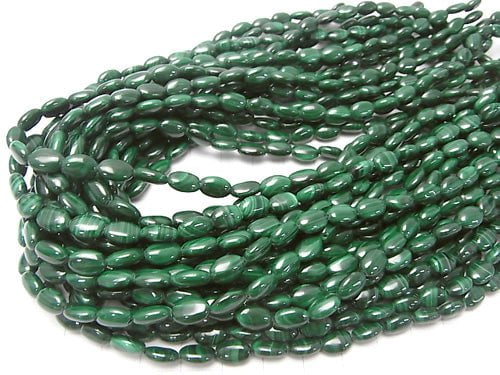 [Video] Malachite AAA Oval 8x6x3mm half or 1strand beads (aprx.15inch/36cm)