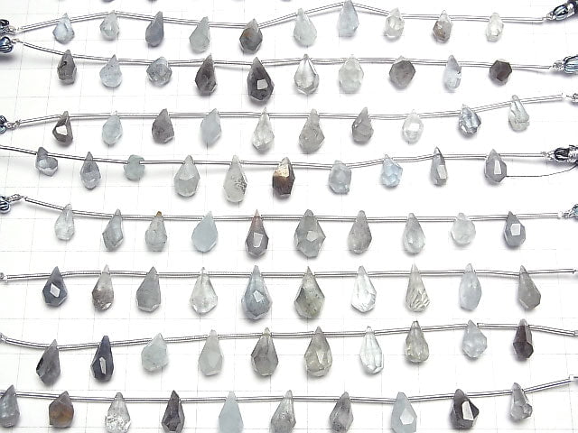 [Video] High Quality Moss Aquamarine AAA Rough Drop Faceted Briolette 1strand (9pcs)