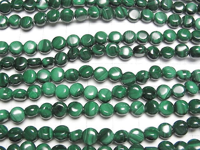 [Video]Malachite AAA Coin 6x6mm 1/4 or 1strand beads (aprx.15inch/38cm)