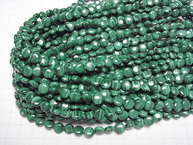 [Video]Malachite AAA Coin 8x8mm 1/4 or 1strand beads (aprx.15inch/36cm)