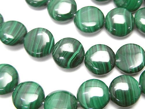 Coin, Malachite Gemstone Beads