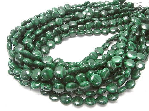 Malachite AAA Coin 10x10x5mm half or 1strand beads (aprx.15inch/37cm)