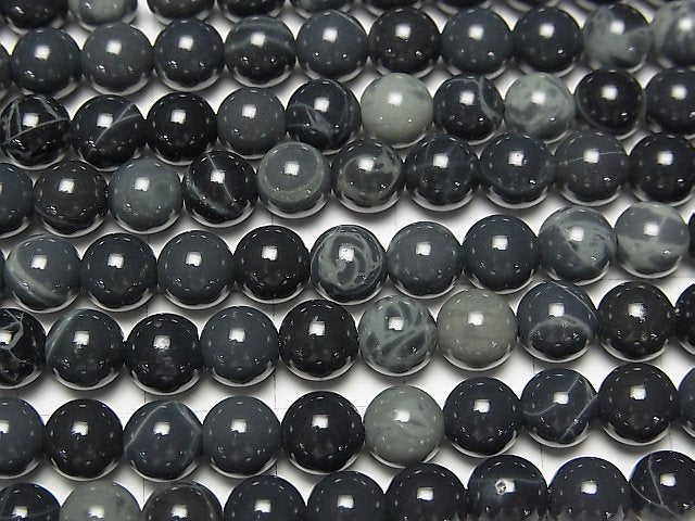 [Video] Spider Web Obsidian Round 6mm 1strand beads (aprx.15inch/38cm)