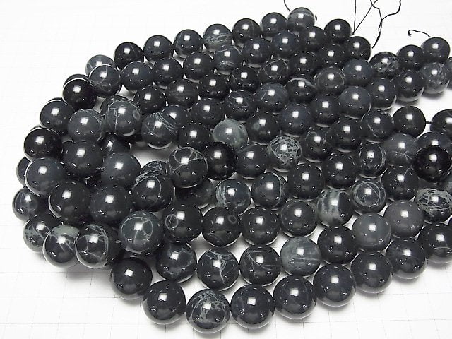 [Video] Spider Web Obsidian Round 16 mm half or 1 strand beads (aprx.15 inch / 36 cm)