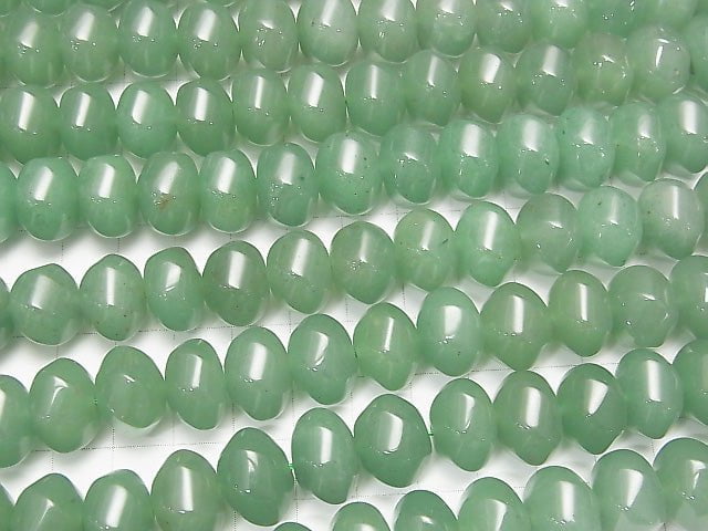 Green Aventurine 6Faceted Twist xFaceted Button Rondelle 14x14x10mmhalf or 1strand beads (aprx.15inch/37cm)