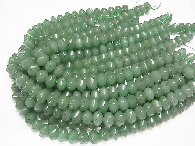 Green Aventurine 6Faceted Twist xFaceted Button Roundel 14x14x10mmhalf or 1strand beads (aprx.15inch/37cm)