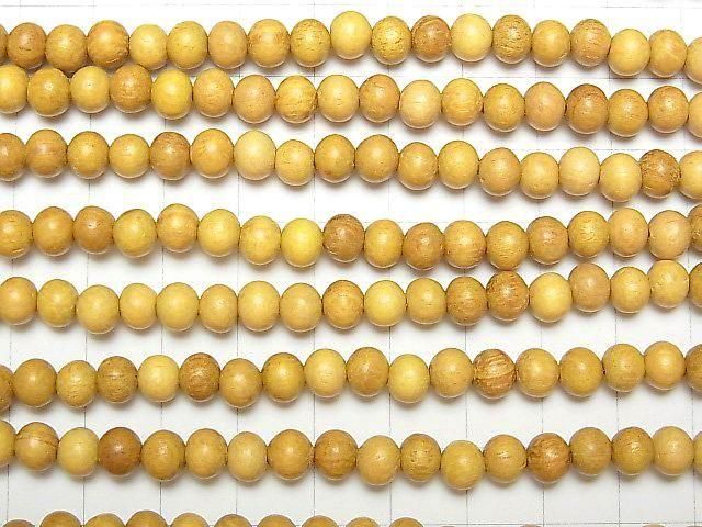 Yellow Semi-Round 6mm 1-Strand Wood Beads (approx. 15 inches/38 cm)