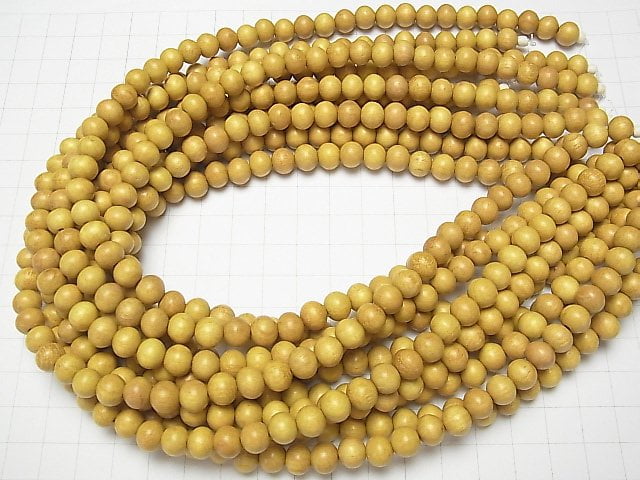 Yellow Semi-Round 8mm 1-Strand Wood Beads (approx. 15 inches/38 cm)