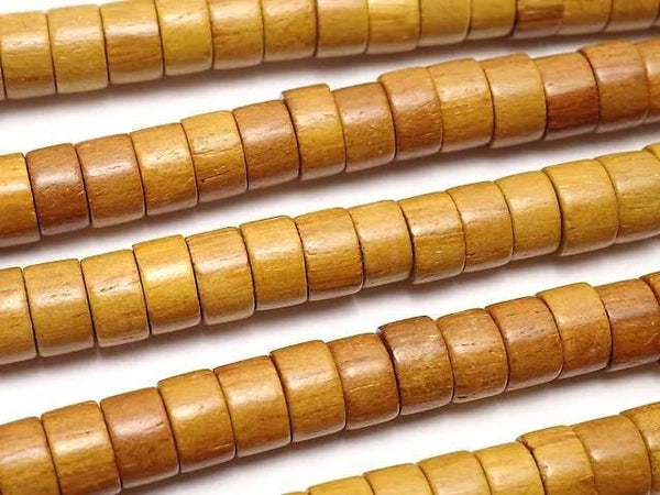 Yellow Wood Beads Rondelle 7x7x4mm 1-strand beads (approx. 15 inches/38 cm)