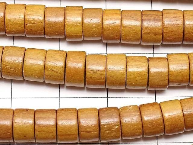Yellow Wood Beads Rondelle 7x7x4mm 1-strand beads (approx. 15 inches/38 cm)