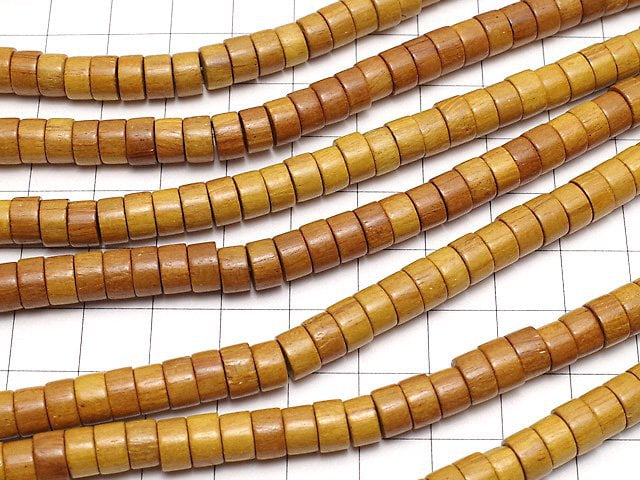 1strand $2.79! Wood Beads (Yellow) Roundel 7x7x4mm 1strand beads (aprx.15inch / 38cm)