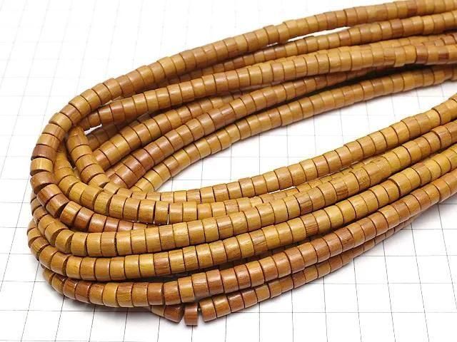 Yellow Wood Beads Rondelle 7x7x4mm 1-strand beads (approx. 15 inches/38 cm)