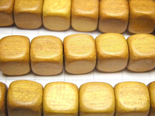 1strand $3.19! Wood Beads (Yellow) Cube 10x10x10mm 1strand beads (aprx.15inch / 38cm)