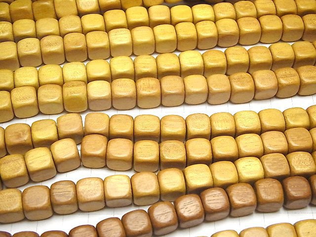 1strand $3.19! Wood Beads (Yellow) Cube 10x10x10mm 1strand beads (aprx.15inch / 38cm)