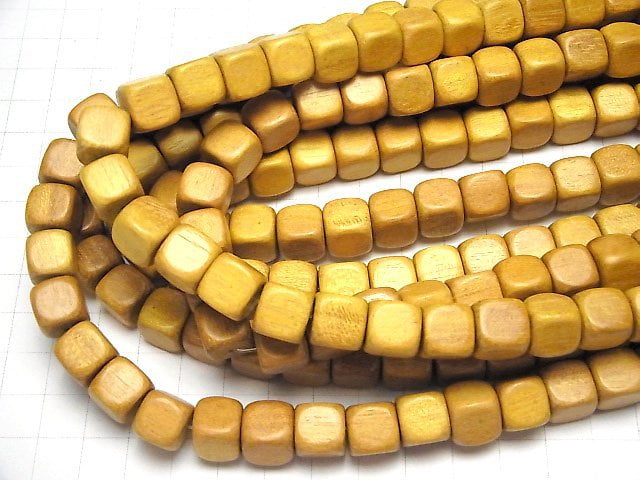 1strand $3.19! Wood Beads (Yellow) Cube 10x10x10mm 1strand beads (aprx.15inch / 38cm)