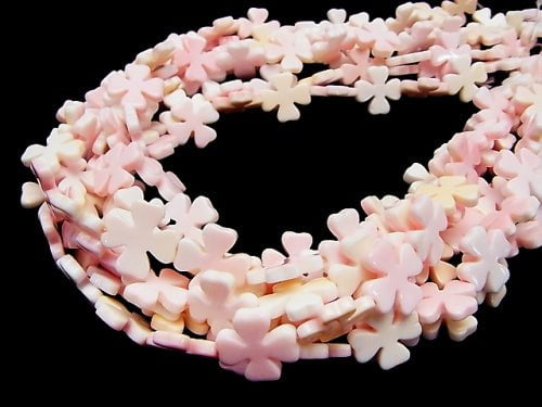 Queen Conch Shell AAA - Flower motif 15 x 15 x 3 mm 1/4 or 1strand beads (aprx.15 inch / 36 cm)