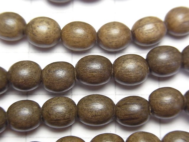 [Video] Gray wood Rice 8 x 7 x 7 mm 1 strand beads (aprx.15 inch / 38 cm)