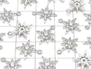 Metal Star Motif Charm, 14x12mm, Silver Color (with CZ), 1 Piece