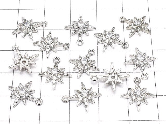 Metal Parts Star Motif Charm 15 x 11 mm Silver Color (with CZ) 1 pc