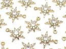 Metal Star Motif Charm, 14x12mm, Gold Color (with CZ), 1 Piece