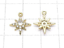 Metal Star Motif Charm, 14x12mm, Gold Color (with CZ), 1 Piece