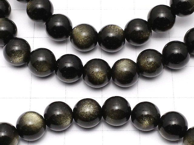 [Video] Golden Obsidian AAA Round 8mm Bracelet