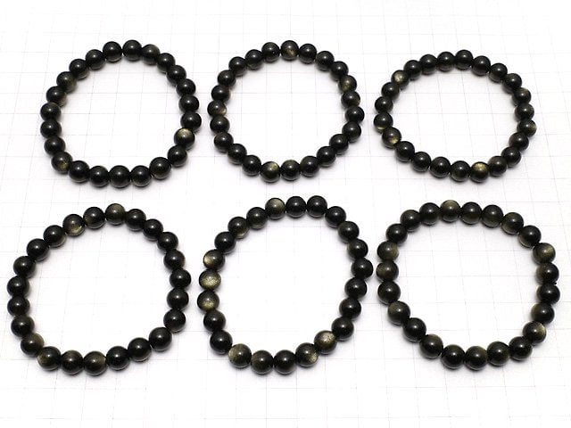 [Video] Golden Obsidian AAA Round 8mm Bracelet