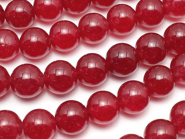 Perles de Jade Rouge (Type Clair) Rondes 8mm 1 fil (environ 15 pouces / 36 cm)