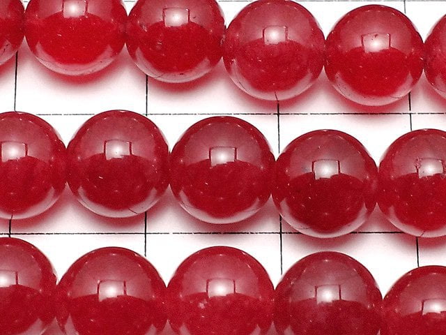 Red Color Jade (Clear Type) Round 8mm 1strand beads (aprx.15inch / 36cm)