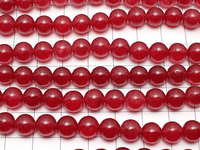 Red Color Jade (Clear Type) Round 8mm 1strand beads (aprx.15inch / 37cm)