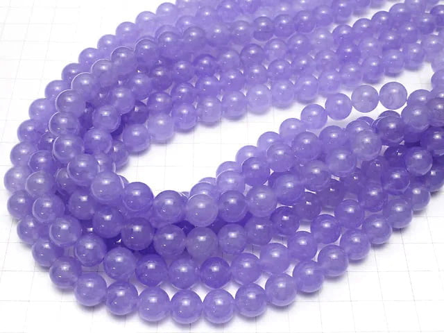 Purple Color Jade (Clear Type) Round 10mm 1strand beads (aprx.14inch / 35cm)