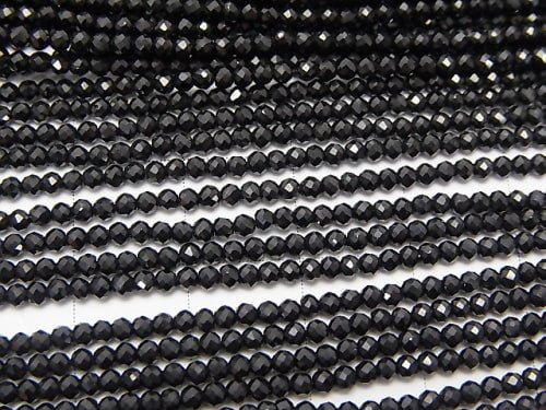 [Video]High Quality! 2pcs $6.79! High Quality Black Spinel AAA++ Faceted Button Roundel 2x2x1.5mm 1strand beads (aprx.15inch/37cm)