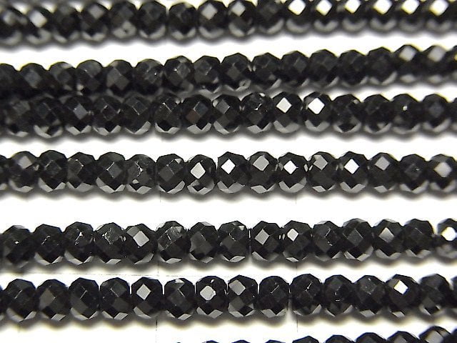 [Video] High Quality! 2strand $7.79! Black Spinel AAA++ Faceted Button Roundel 3x3x2mm 1strand beads (aprx.15inch / 38cm)