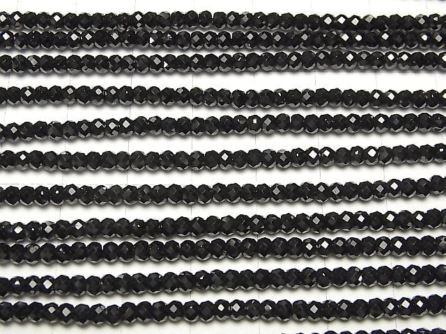 [Video] High Quality! 2strand $7.79! Black Spinel AAA++ Faceted Button Roundel 3x3x2mm 1strand beads (aprx.15inch / 38cm)