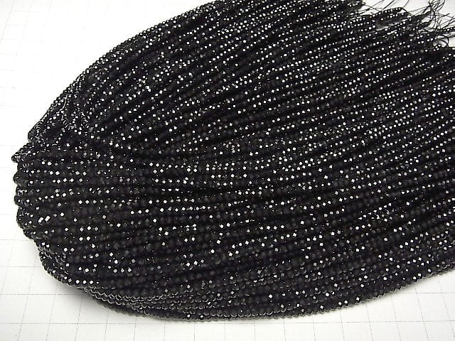 [Video] High Quality! 2strand $7.79! Black Spinel AAA++ Faceted Button Roundel 3x3x2mm 1strand beads (aprx.15inch / 38cm)