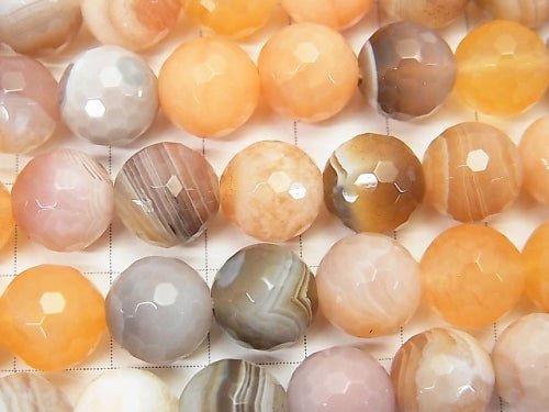 Orange Botswana Agate 128Faceted Round 10mm half or 1strand beads (aprx.15inch / 38cm)