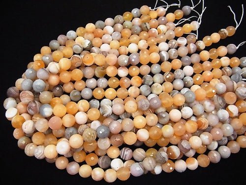 Orange Botswana Agate 128Faceted Round 10mm half or 1strand beads (aprx.15inch / 38cm)