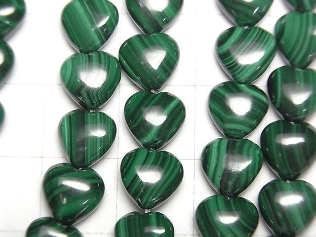 [Video] Malachite AAA Vertical Hole Heart Shape 8x8x3mm half or 1strand beads (aprx.15inch / 37cm)