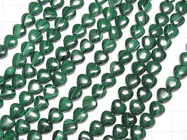 [Video] Malachite AAA Vertical Hole Heart Shape 8x8x3mm half or 1strand beads (aprx.15inch / 37cm)