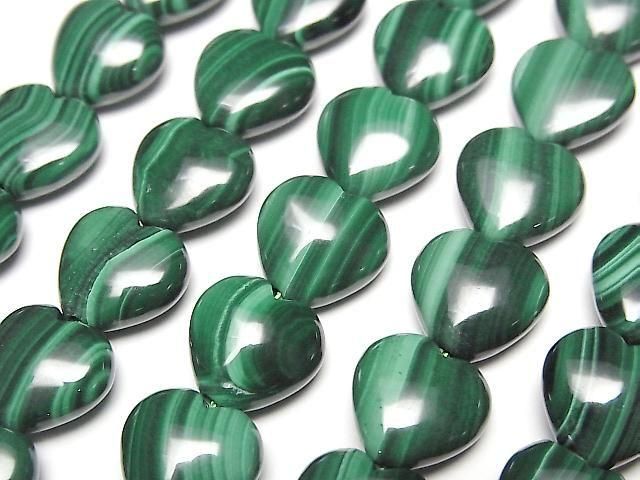孔雀石 AAA 垂直鑽孔心形 10x10mm 1/4或1串珠子 (約15英吋/36公分)