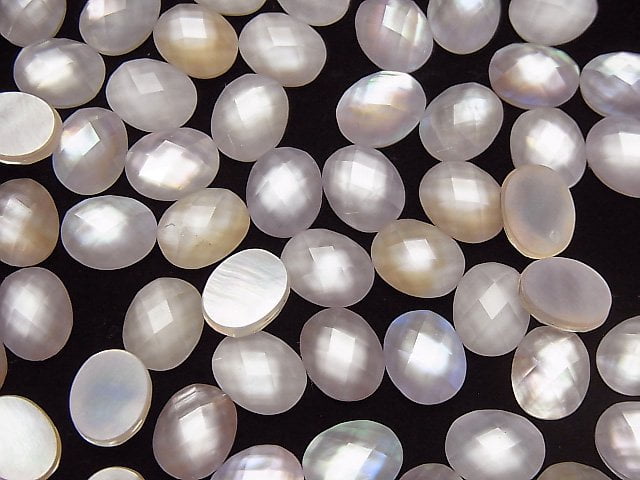 [Video] Pink Shell x Crystal AAA- Oval Faceted Cabochon 10x8mm 3pcs