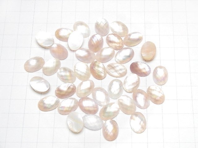 [Video] Pink Shell x Crystal AAA- Oval Faceted Cabochon 14x10mm 2pcs