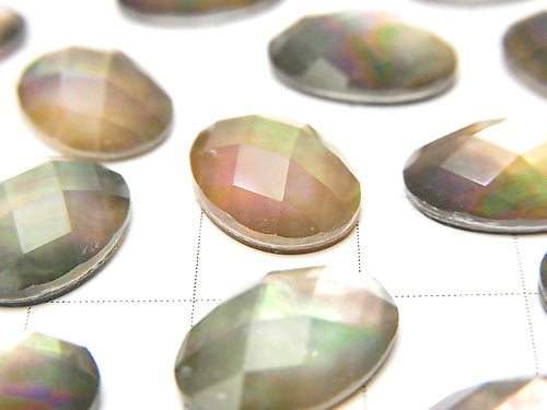 [Video] Black Shell x Crystal AAA- Oval Faceted Cabochon 14x10mm 3pcs