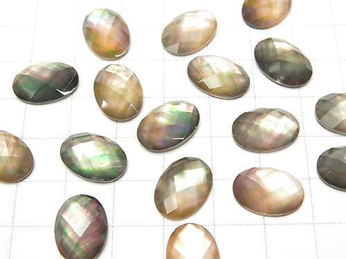 [Video] Black Shell x Crystal AAA- Oval Faceted Cabochon 14x10mm 3pcs