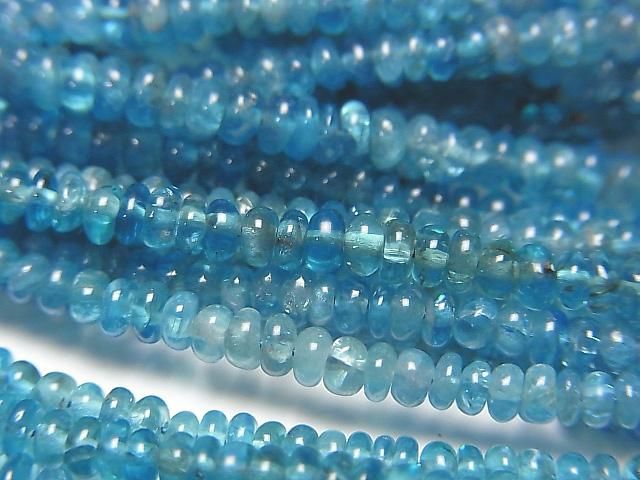 [Video] High Quality Neon Blue Apatite AAA - Rondelle half or 1-strand beads (approx. 12 inches/30 cm)
