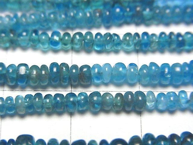 [Video] High Quality Neon Blue Apatite AAA - Rondelle half or 1-strand beads (approx. 12 inches/30 cm)