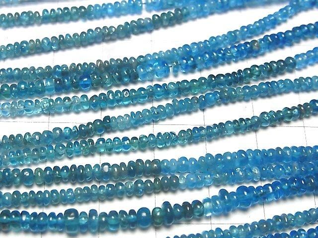 [Video] High Quality Neon Blue Apatite AAA - Rondelle half or 1-strand beads (approx. 12 inches/30 cm)